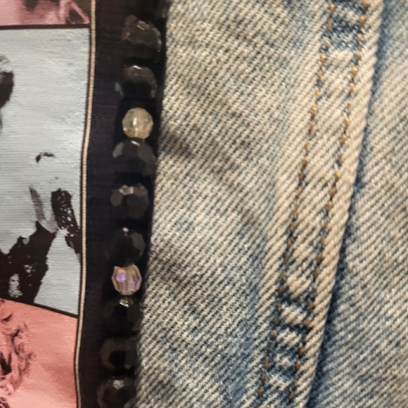 Custom Taylor Swift Eras Tour Upcycled Blue Denim Jean Jacket Beaded Size Med - Picture 8 of 9